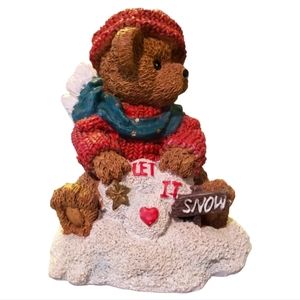 Vintage Mann Figurine Bear "Let It Snow"